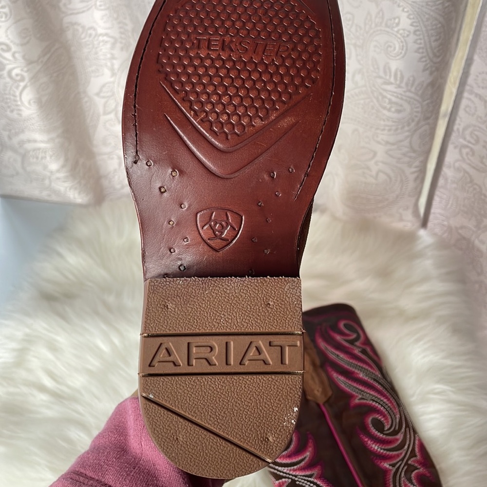 Ariat Brown and Pink Western Heeled Boots - Picture 4 of 13